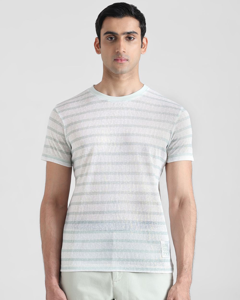 Sage Slub Stripe Slim Fit T-Shirt