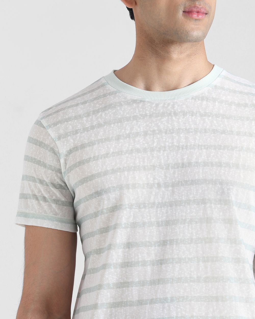 Sage Slub Stripe Slim Fit T-Shirt