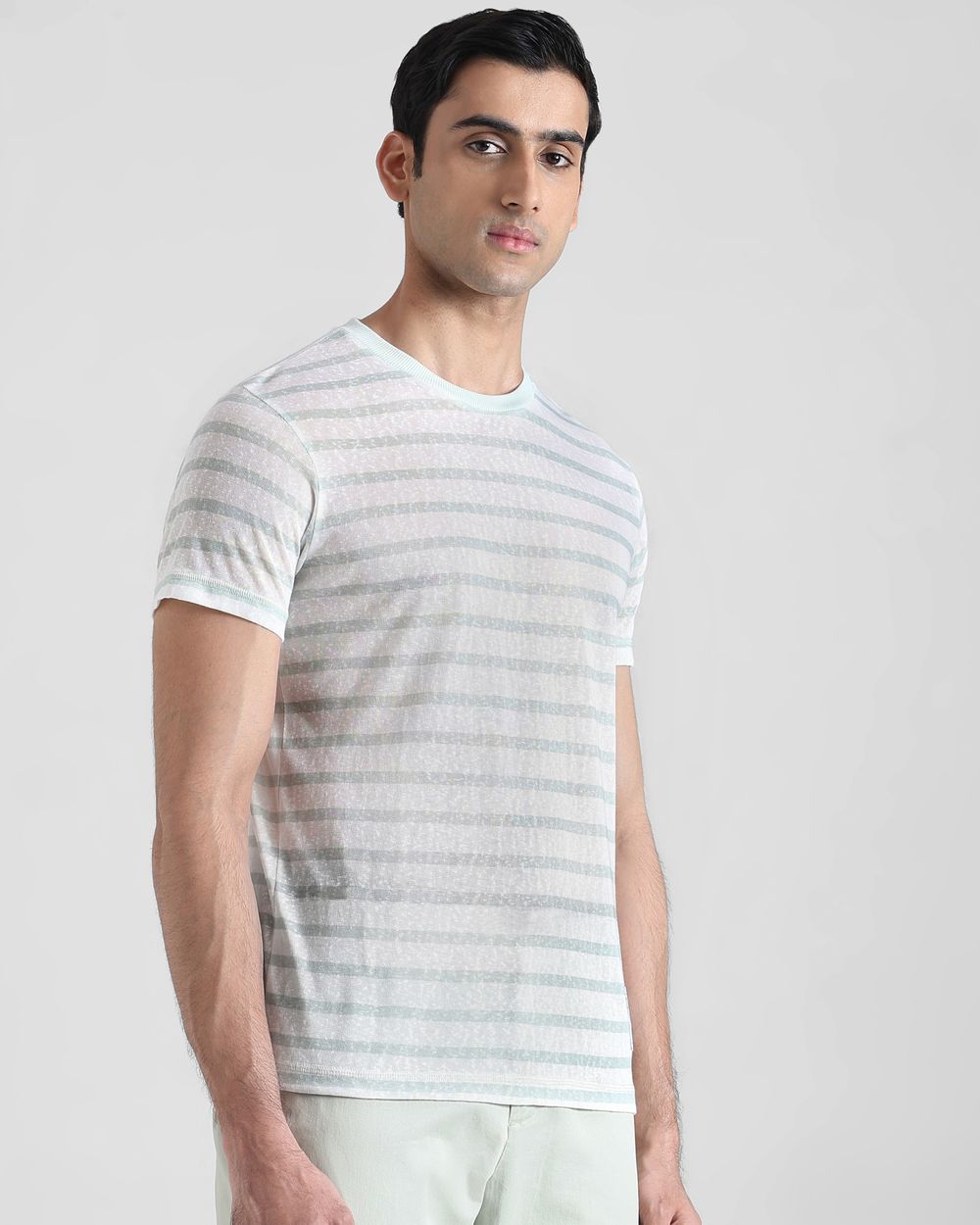Sage Slub Stripe Slim Fit T-Shirt