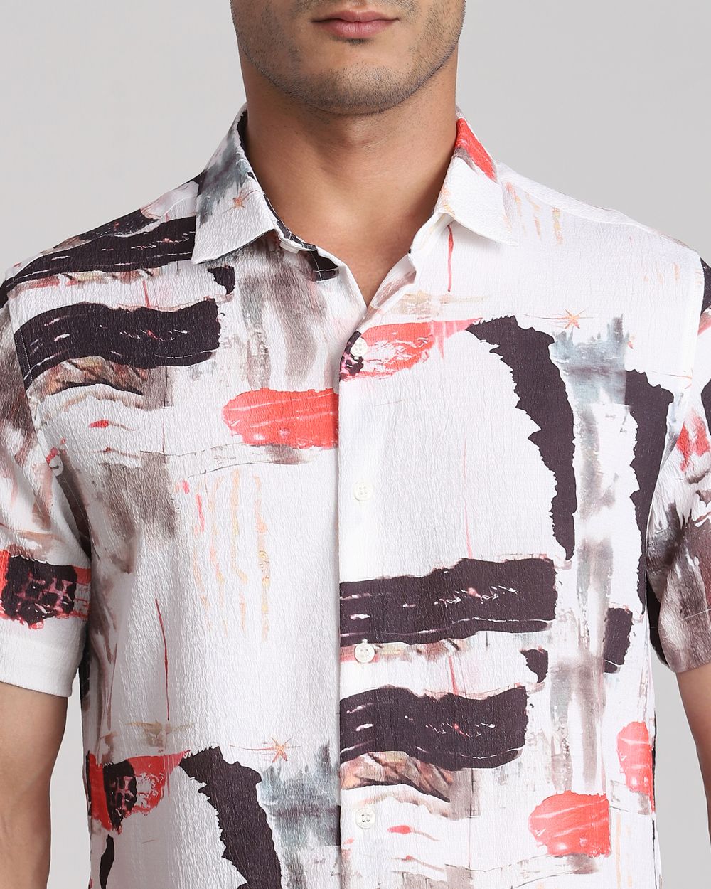 Multi Abstract Print Slim Fit Casual Shirt