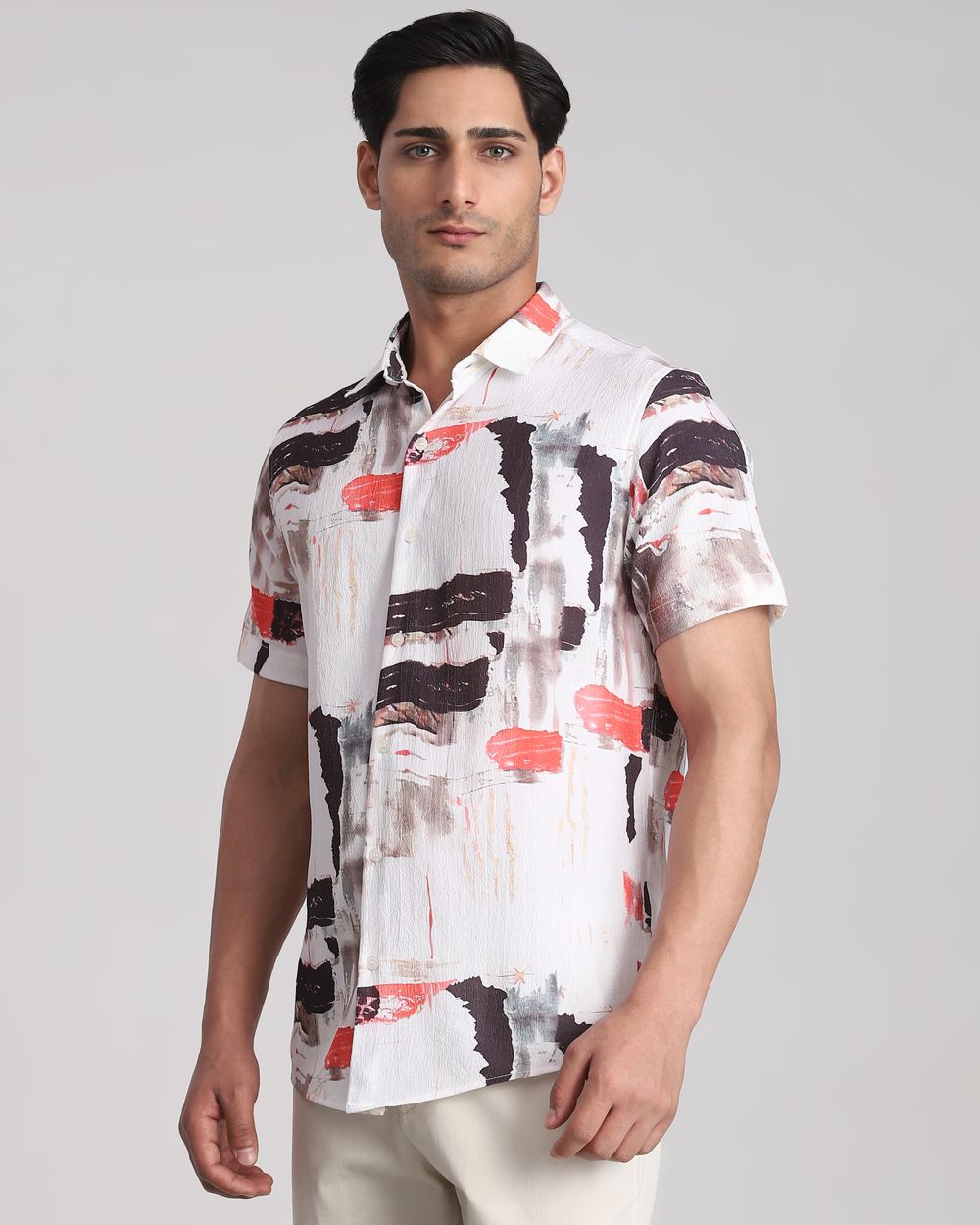 Multi Abstract Print Slim Fit Casual Shirt