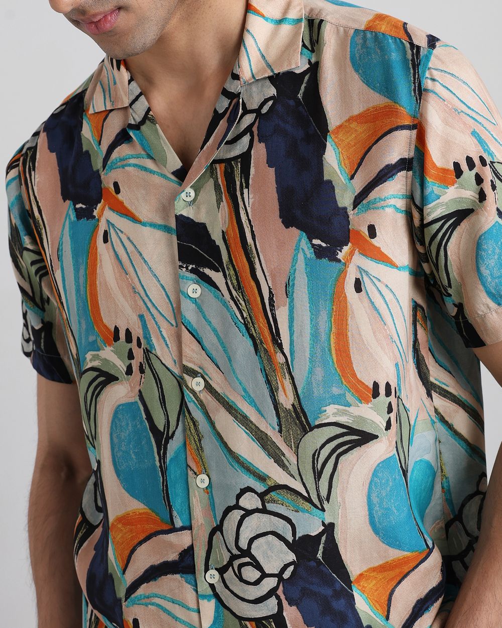Multi Resort Print Relaxed Fit Casual Shirt