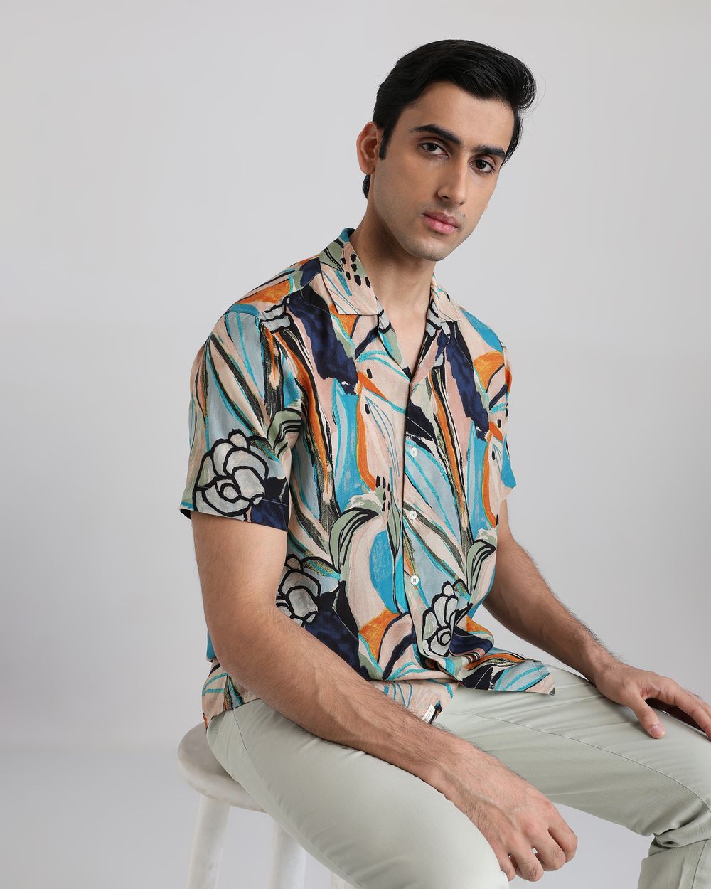 Multi Resort Print Relaxed Fit Casual Shirt