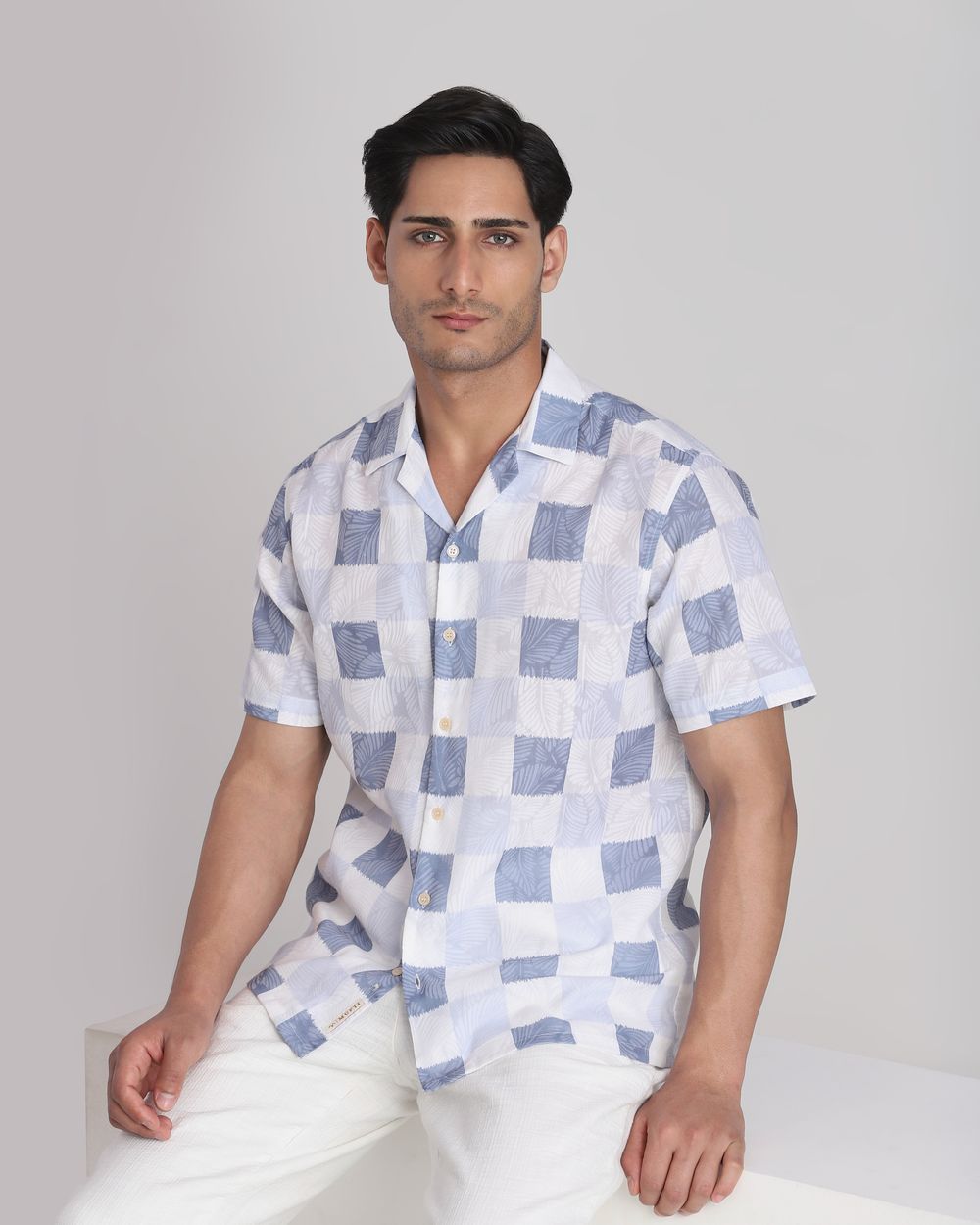 Lilac Textured Check Relaxed Fit Casual Shirt