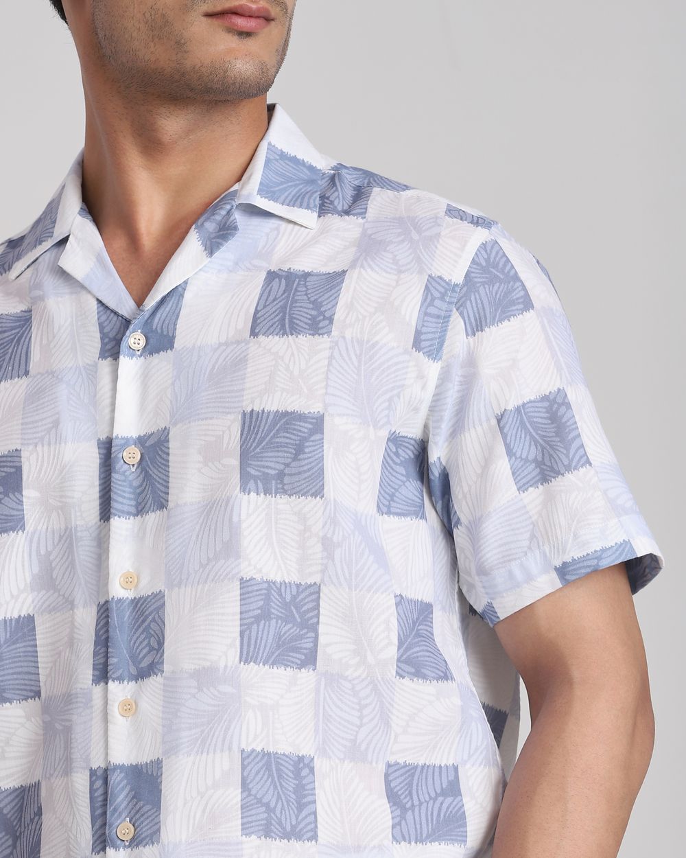 Lilac Textured Check Relaxed Fit Casual Shirt