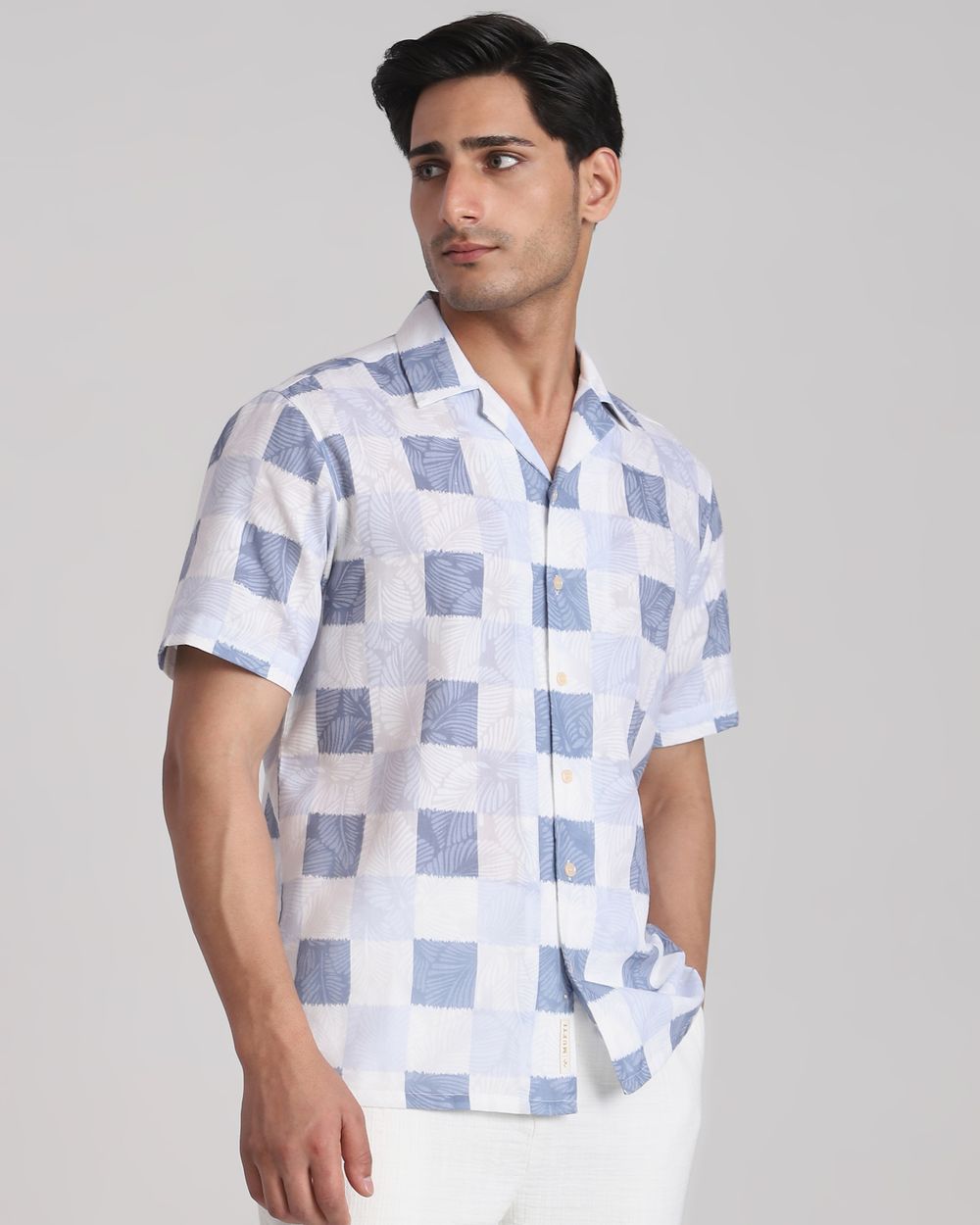 Lilac Textured Check Relaxed Fit Casual Shirt
