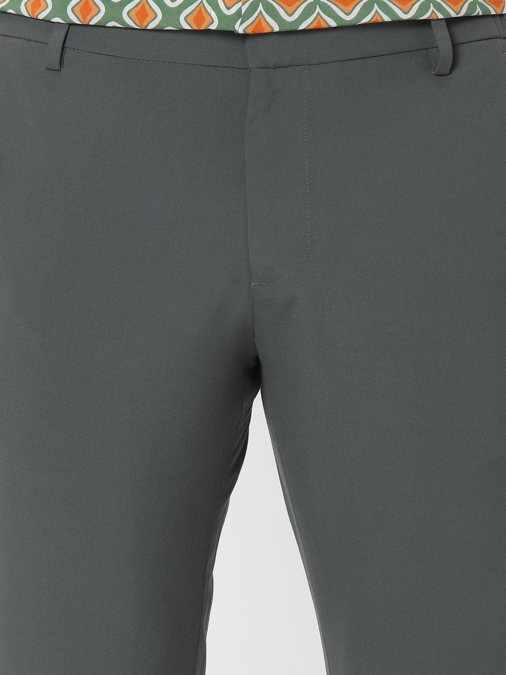 Olive Slim Fit Flat Front Pants