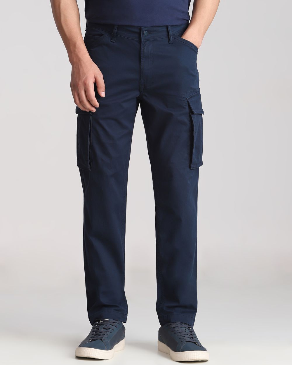 Navy Slim Fit Cotton Cargo