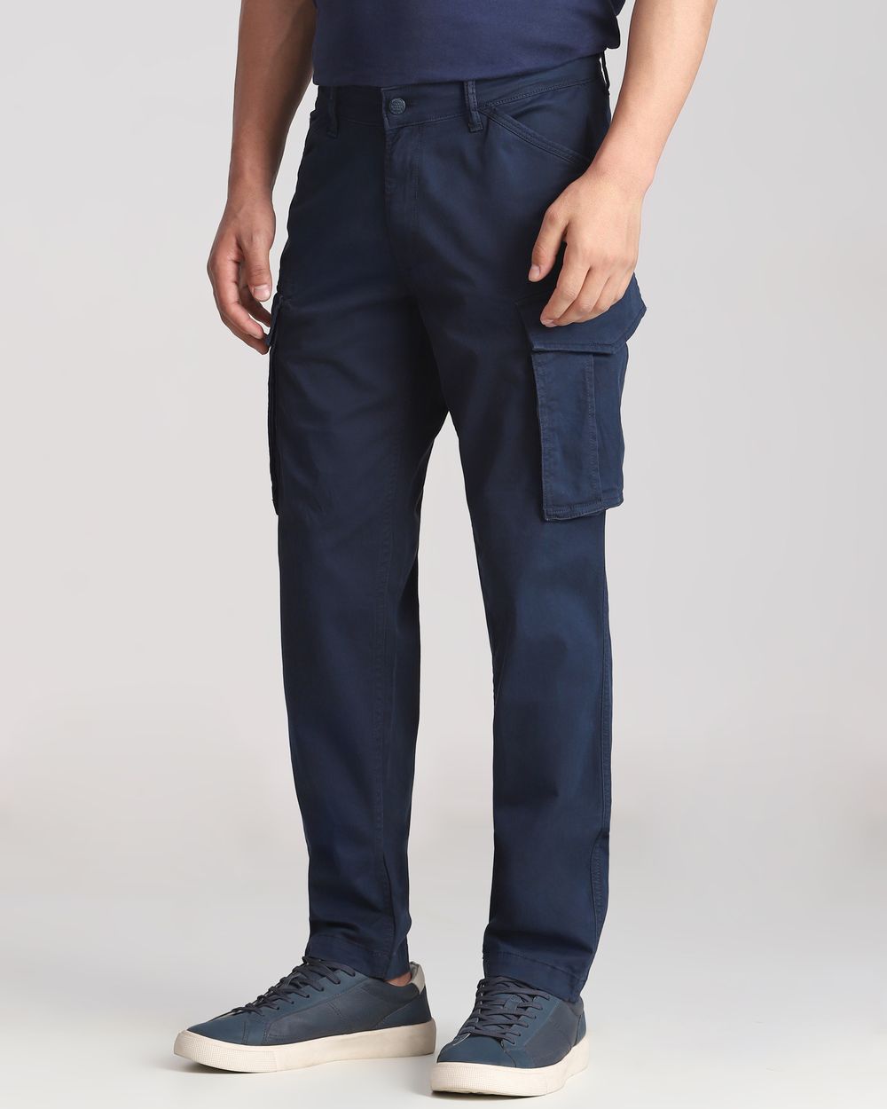 Navy Slim Fit Cotton Cargo