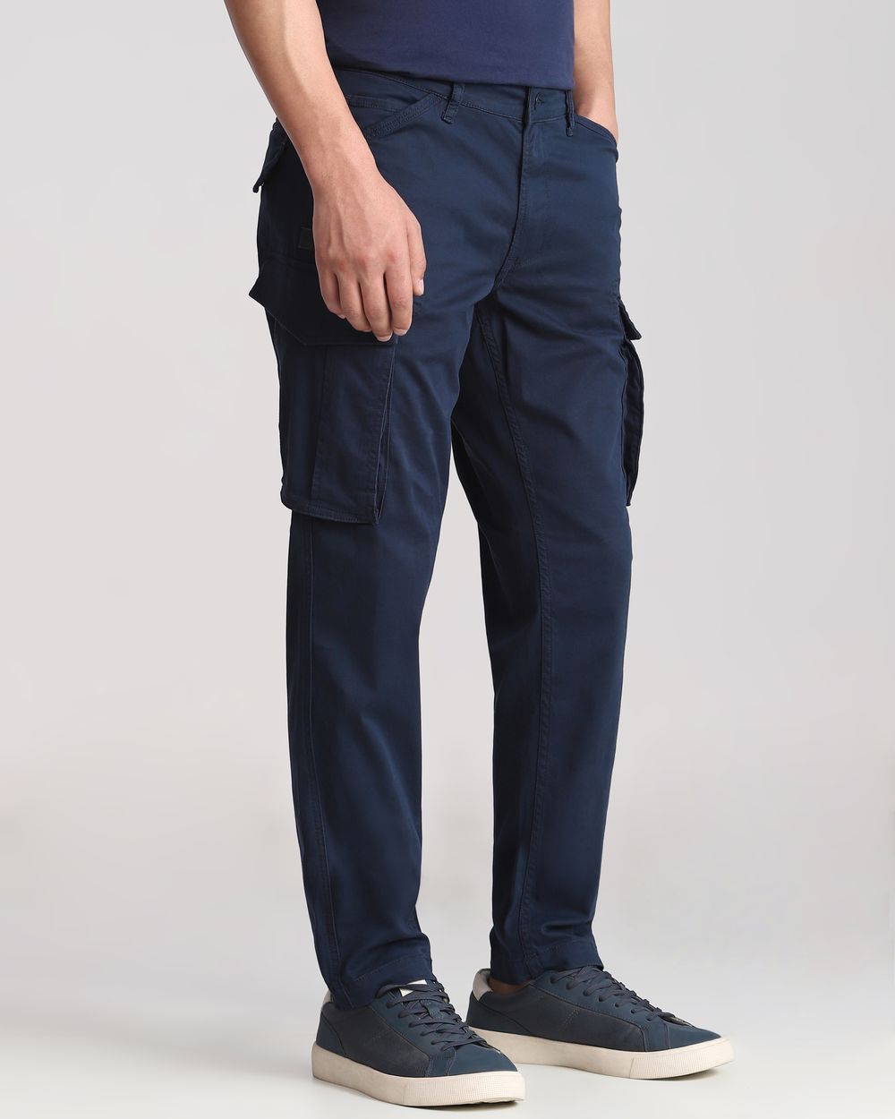 Navy Slim Fit Cotton Cargo