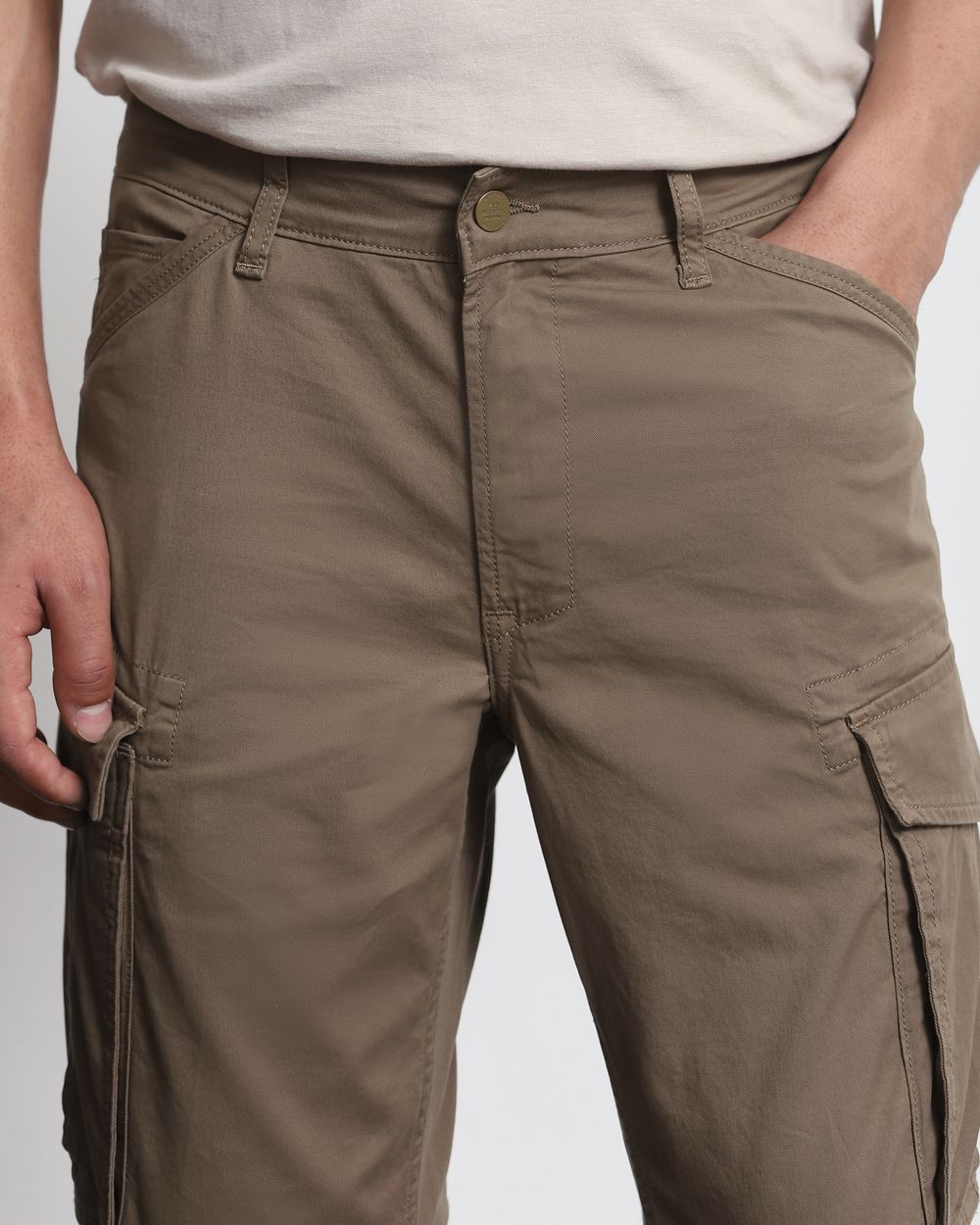 Khaki Slim Fit Cotton Cargo