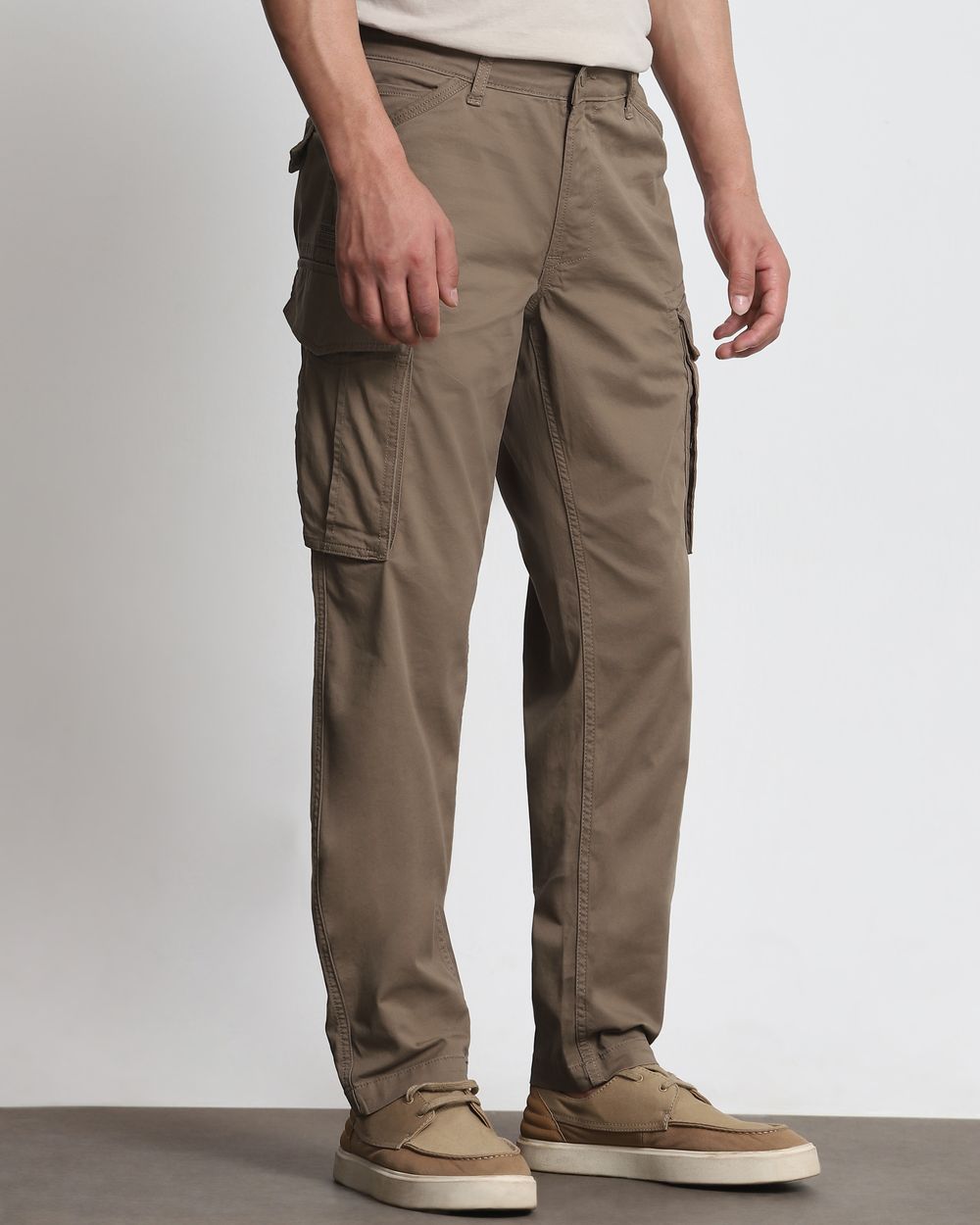Khaki Slim Fit Cotton Cargo