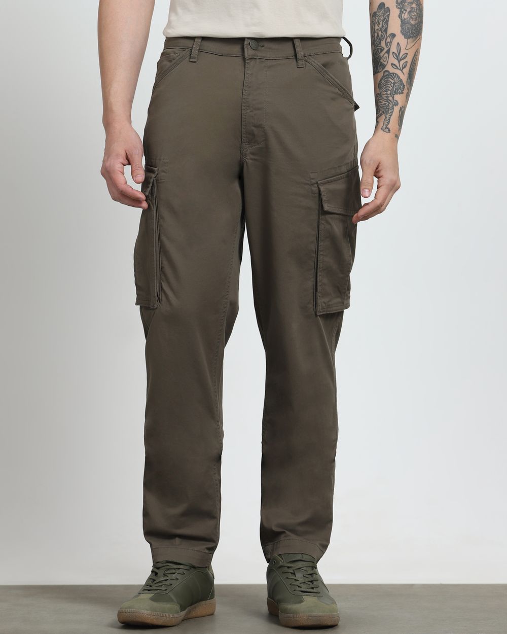 Olive Slim Fit Cotton Cargo