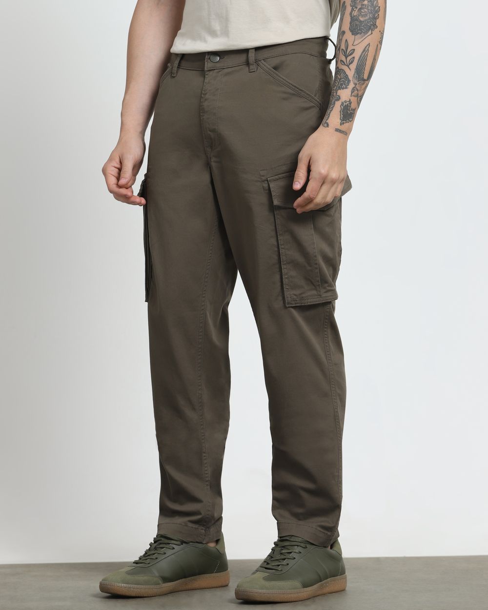 Olive Slim Fit Cotton Cargo