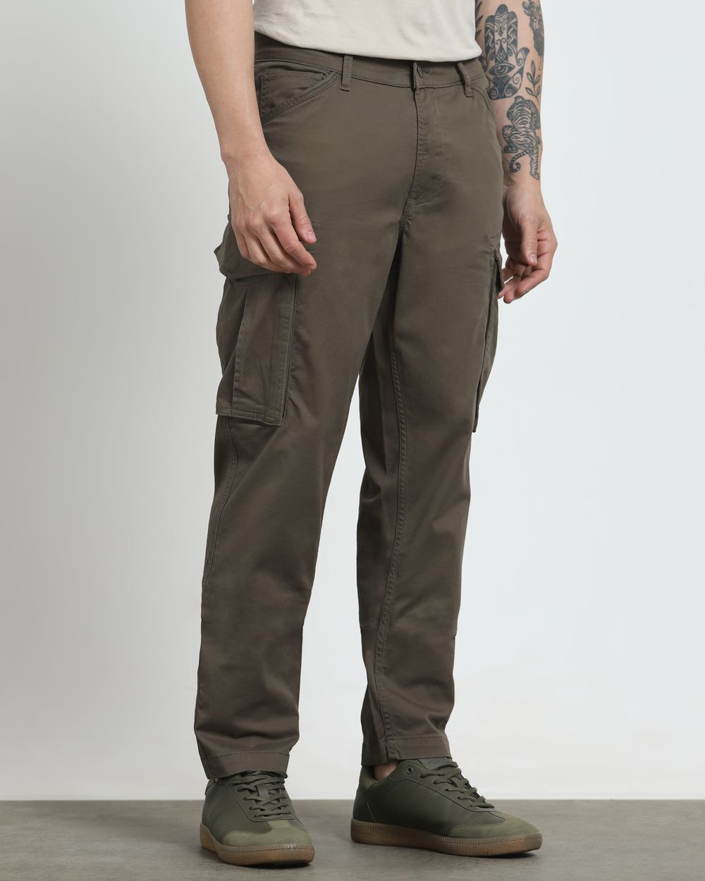 Olive Slim Fit Cotton Cargo