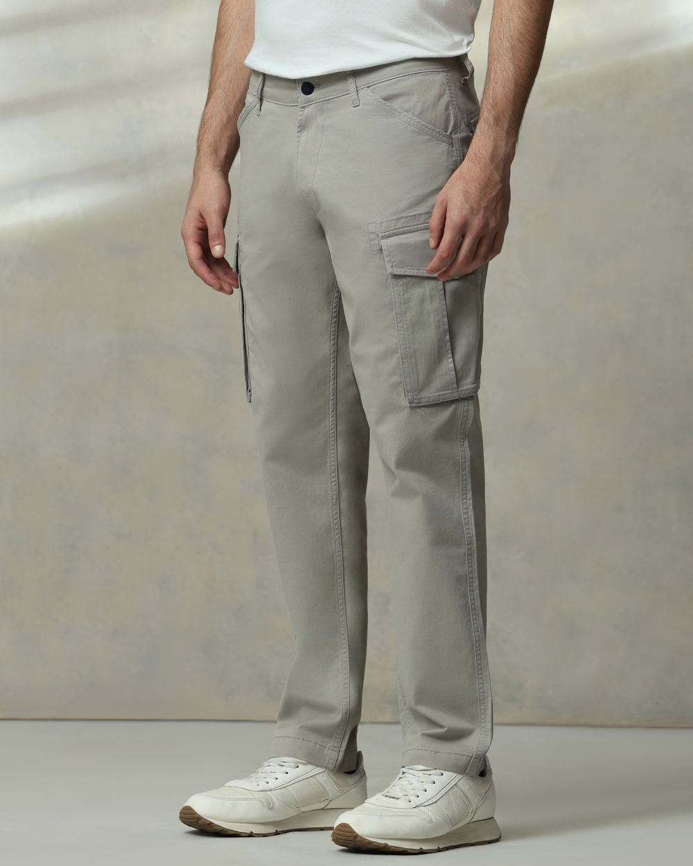 Grey Slim Fit Cotton Cargo