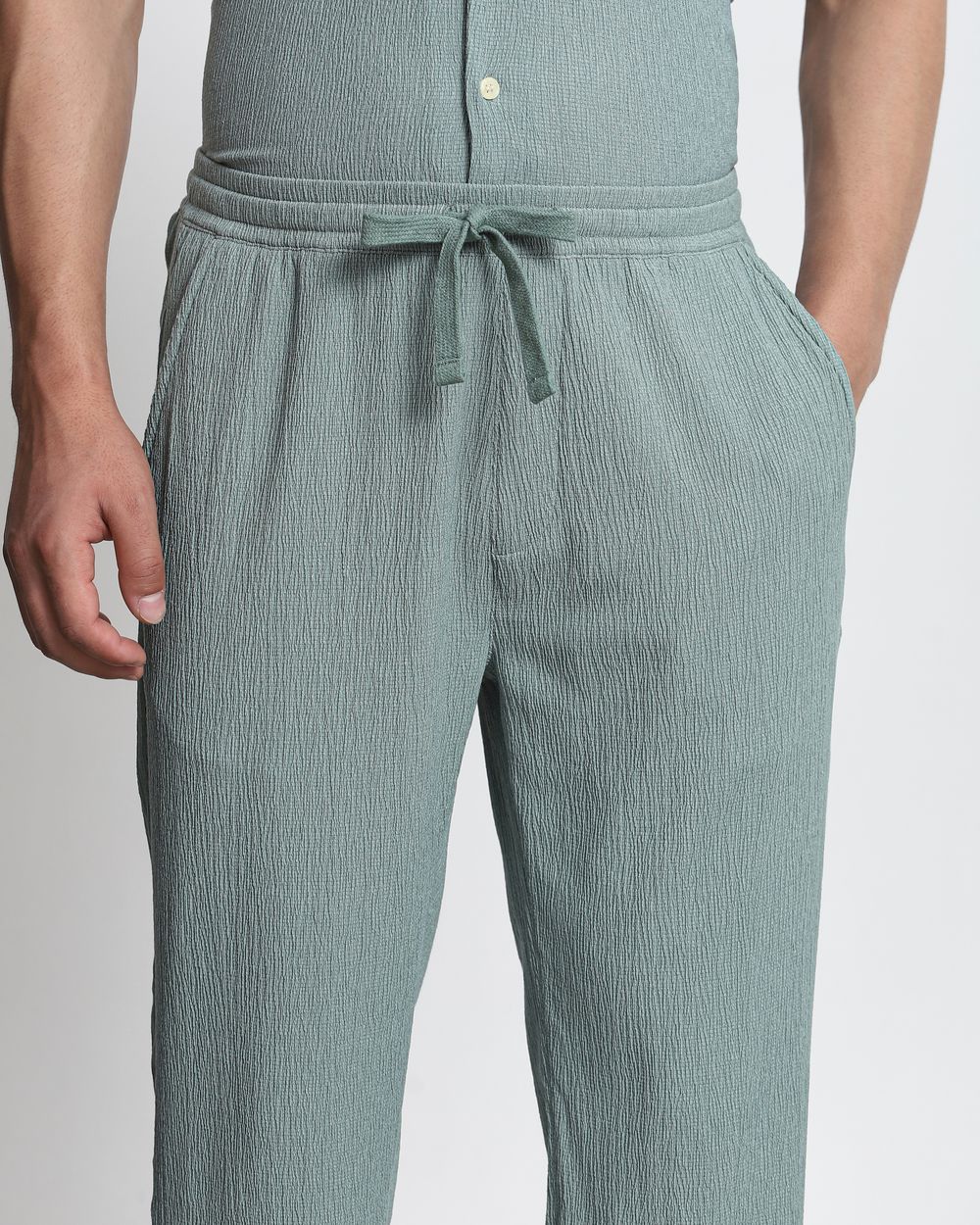 Green Relaxed Fit Drawstring Pants