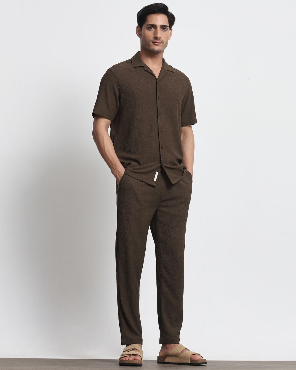 Brown Relaxed Fit Drawstring Pants