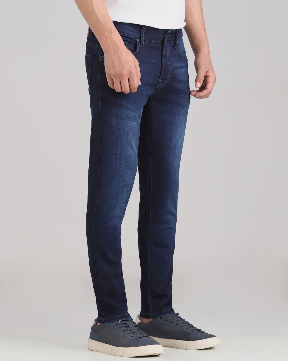 Deep Indigo Blue Ankle Length Denim Deluxe Jeans