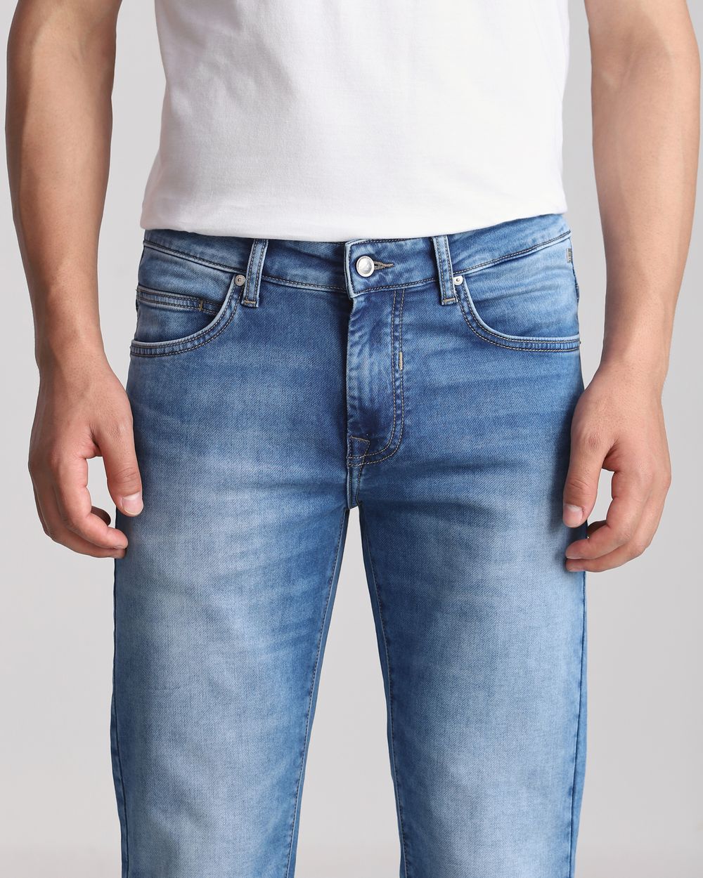 Mid Blue Super Slim Fit Denim Deluxe Jeans