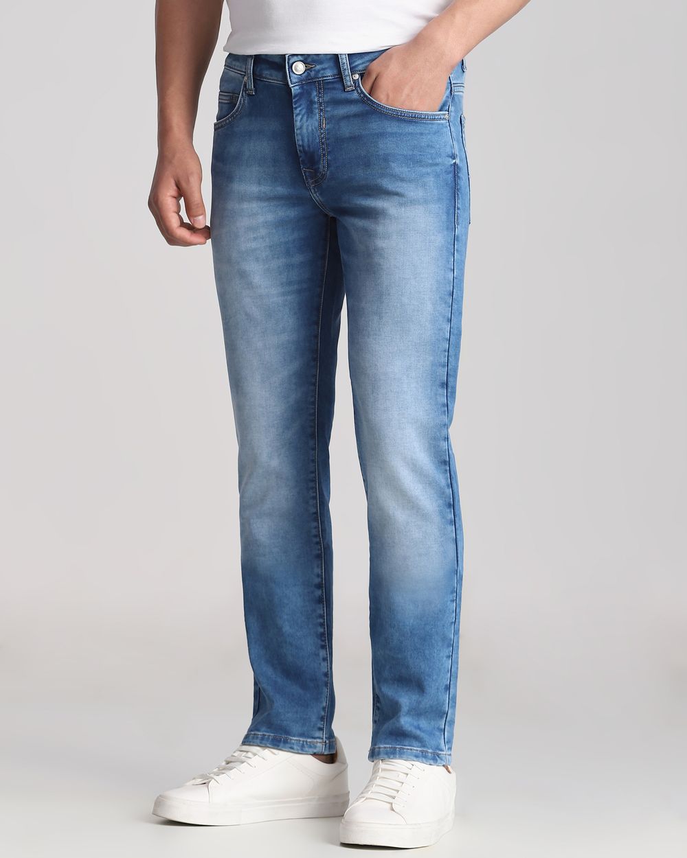 Mid Blue Super Slim Fit Denim Deluxe Jeans