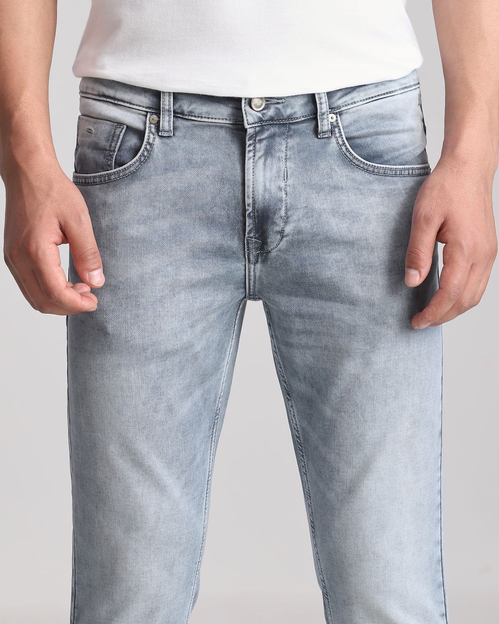 Grey Ankle Length Denim Deluxe Jeans