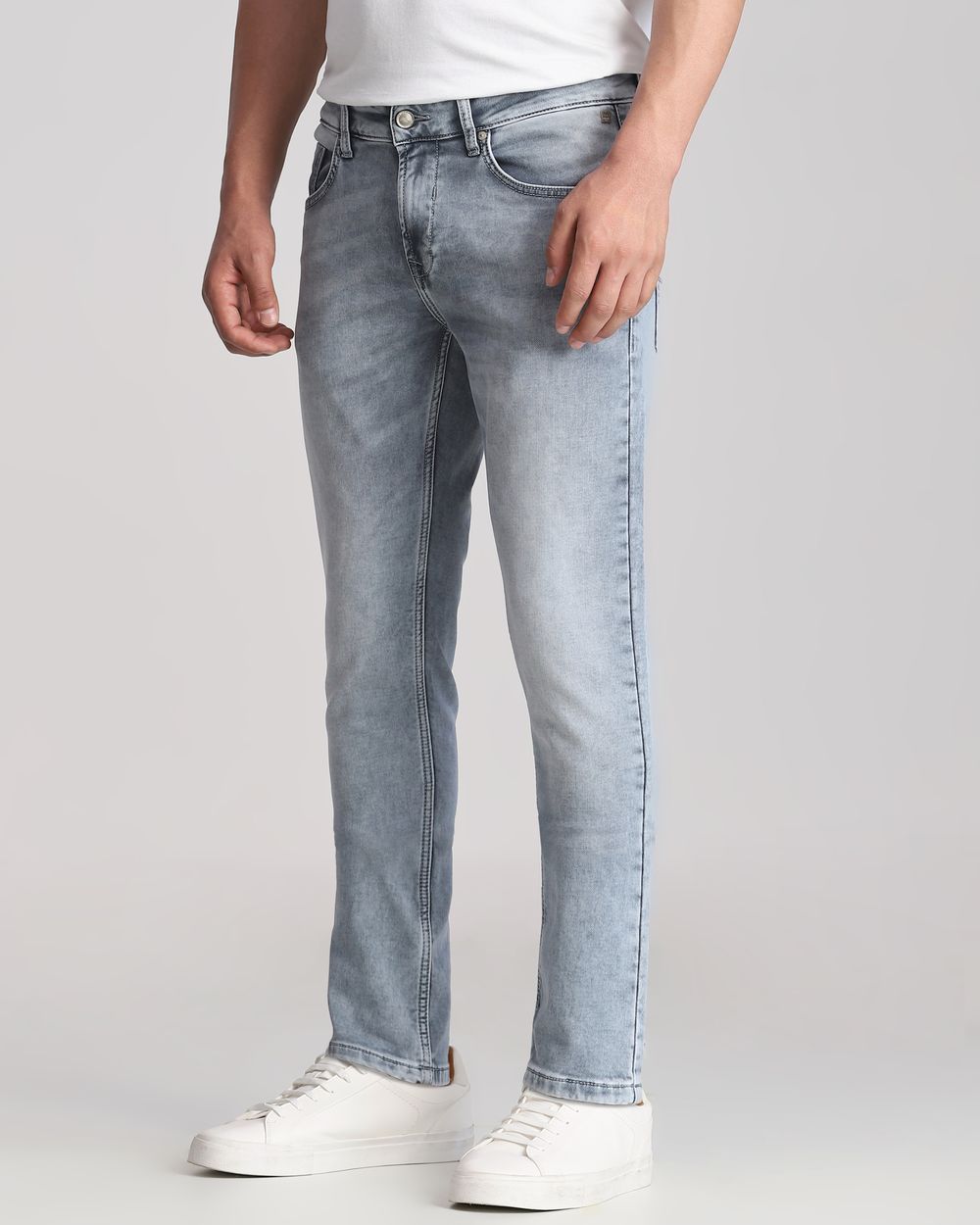 Grey Ankle Length Denim Deluxe Jeans