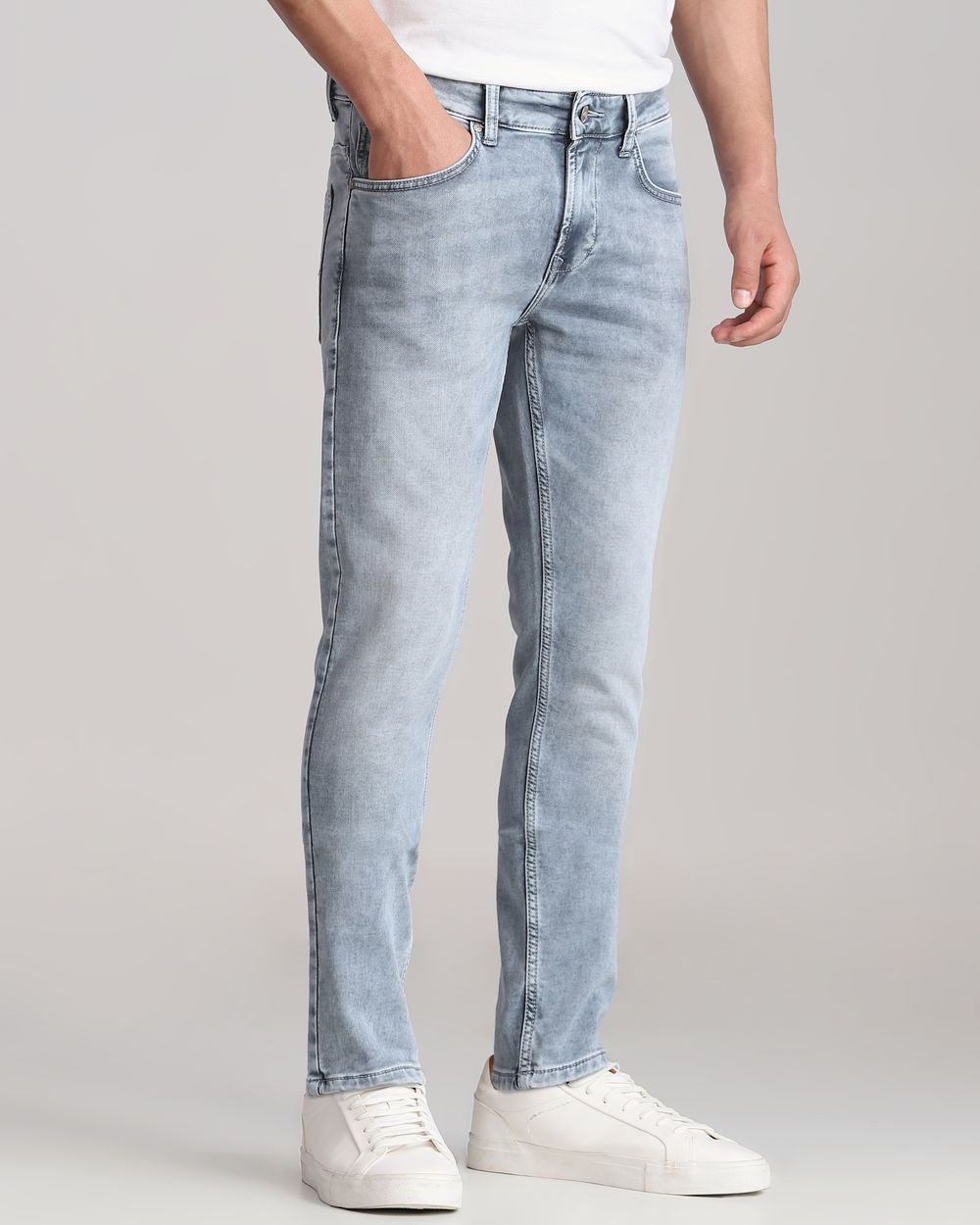 Grey Ankle Length Denim Deluxe Jeans