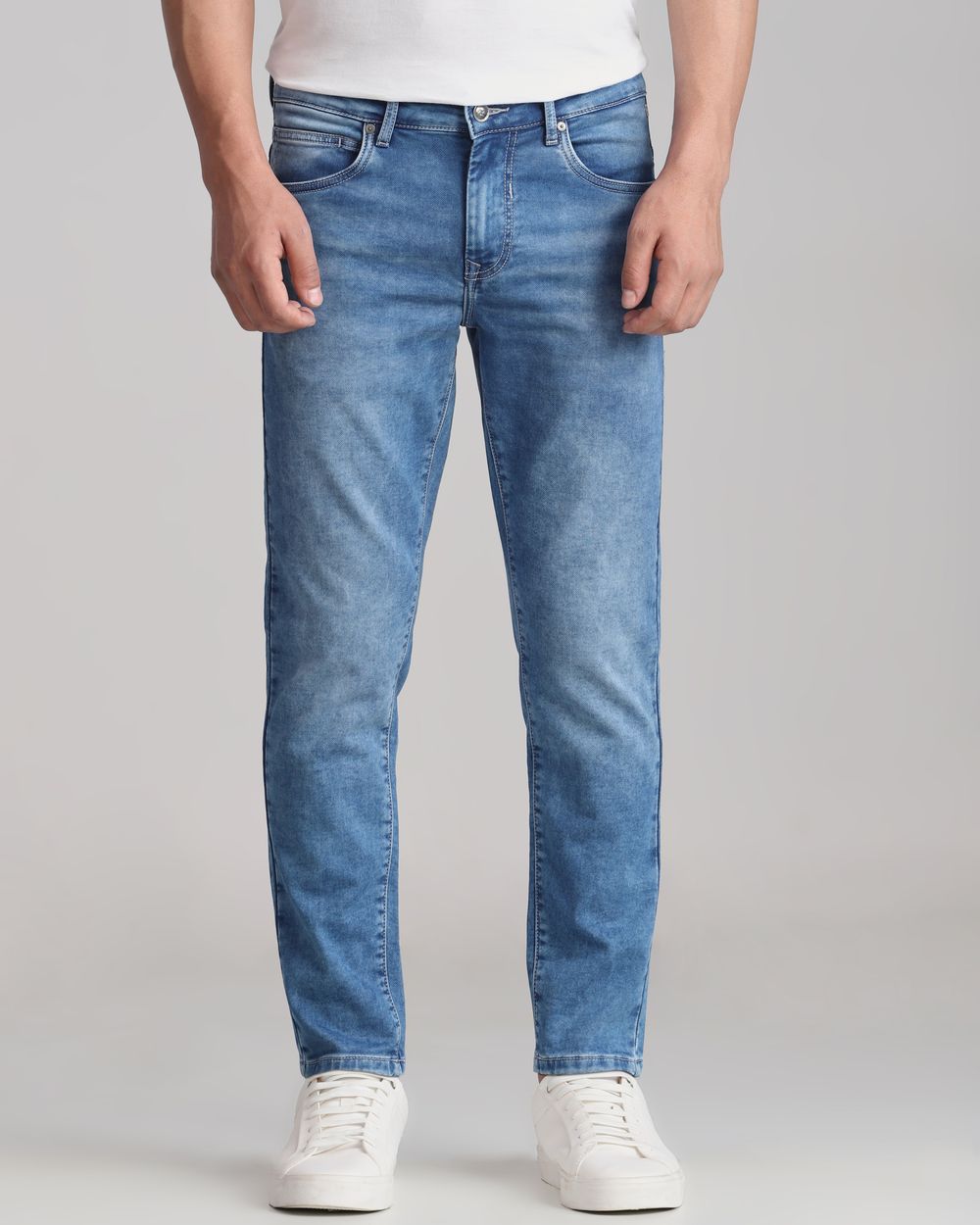 Mid Blue Ankle Length Denim Deluxe Jeans