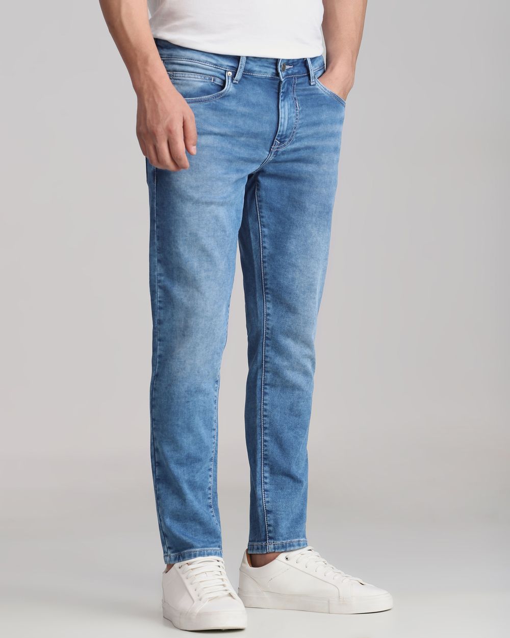 Mid Blue Ankle Length Denim Deluxe Jeans