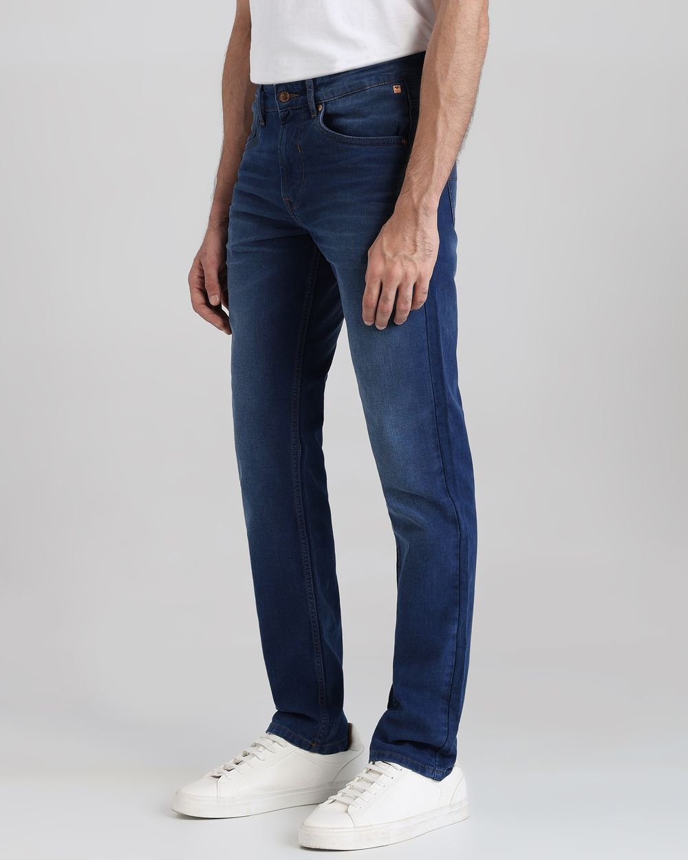 Mid Blue Straight Fit Denim Deluxe Jeans