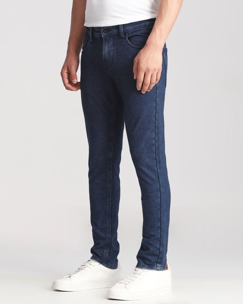 Mid Blue Ankle Length Jersey Denim