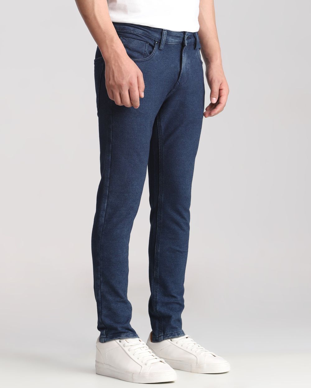 Mid Blue Ankle Length Jersey Denim