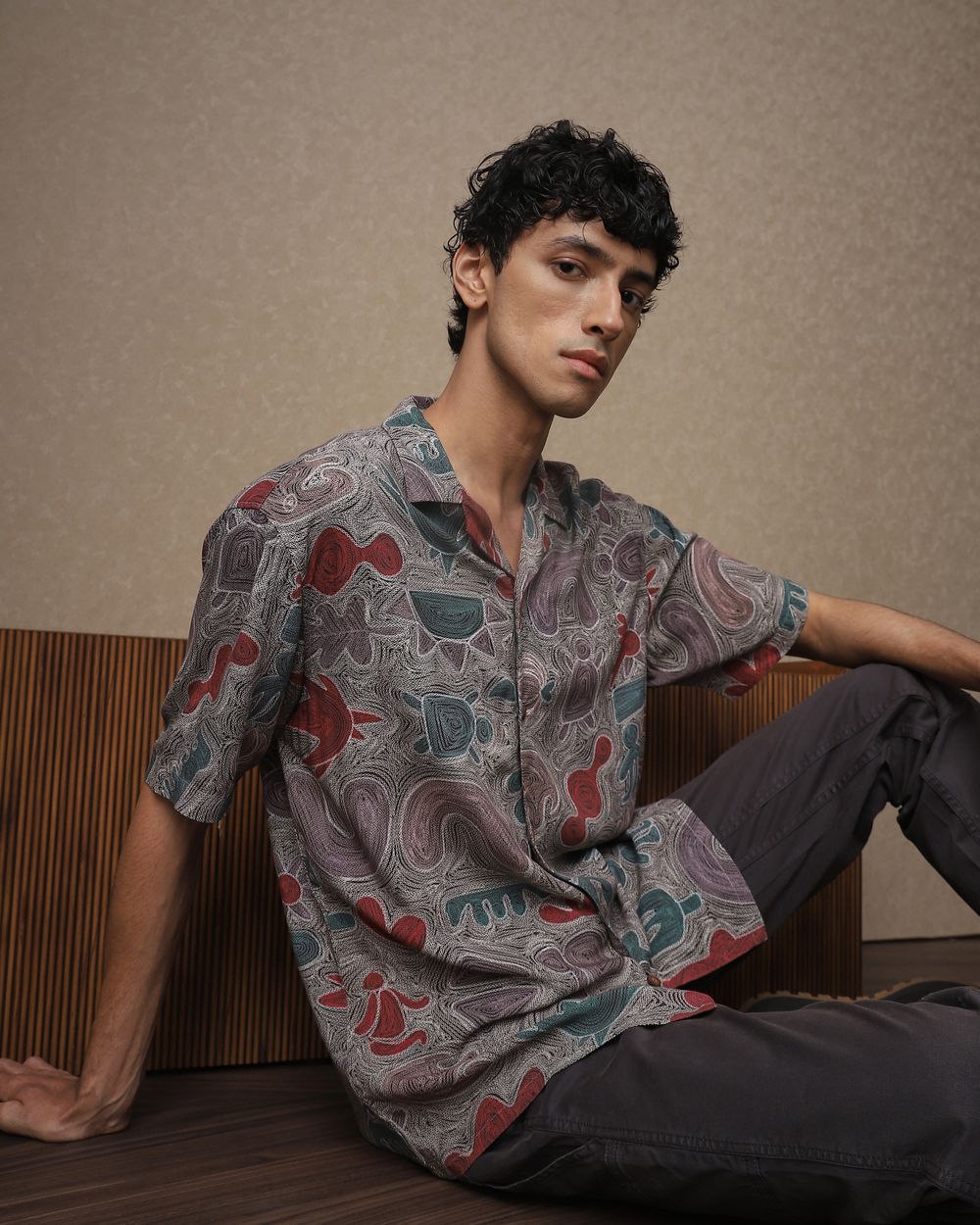 Multi Abstract Print Loose Fit Casual Shirt