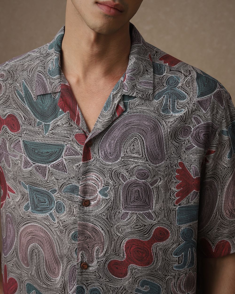 Multi Abstract Print Loose Fit Casual Shirt