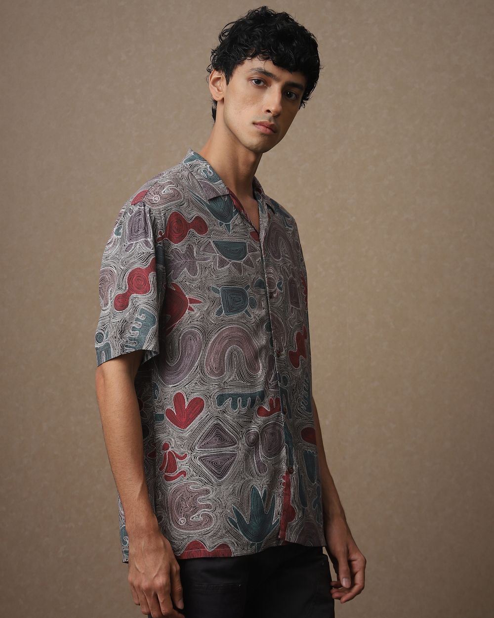 Multi Abstract Print Loose Fit Casual Shirt