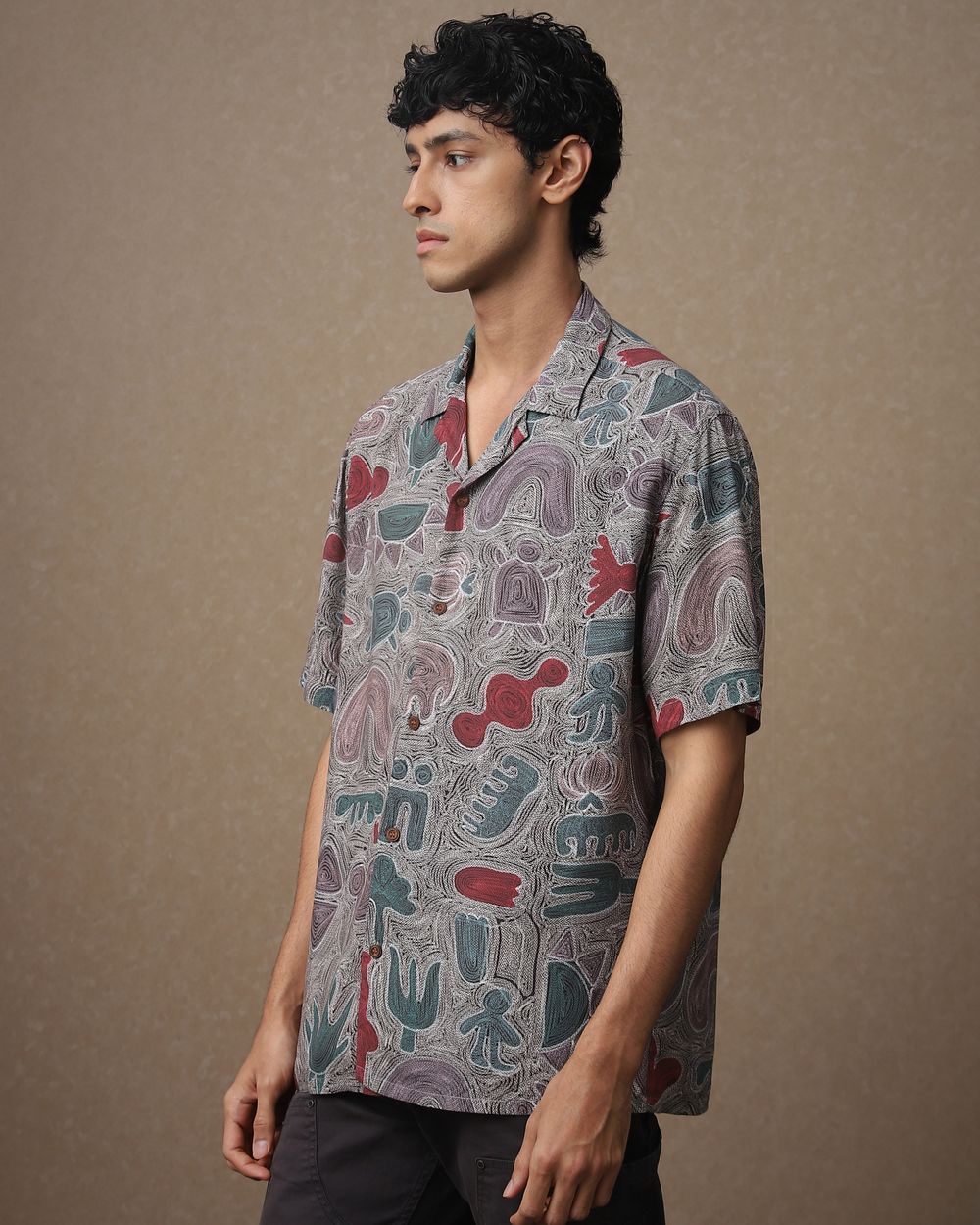 Multi Abstract Print Loose Fit Casual Shirt