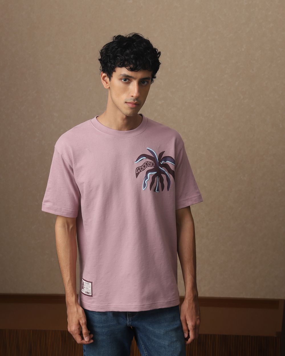 Lilac Back Print Oversized Loose Fit Tee