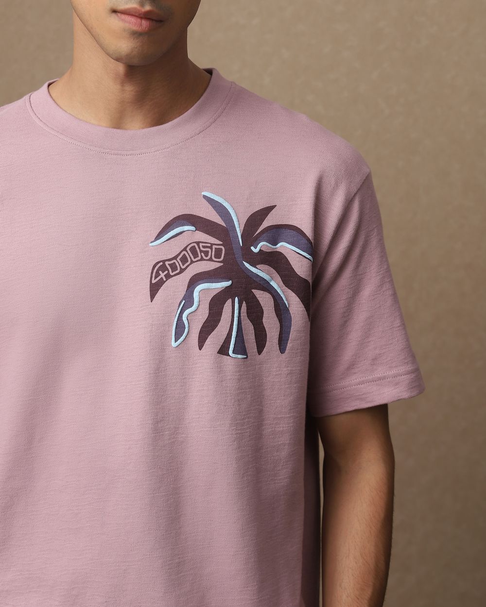 Lilac Back Print Oversized Loose Fit Tee