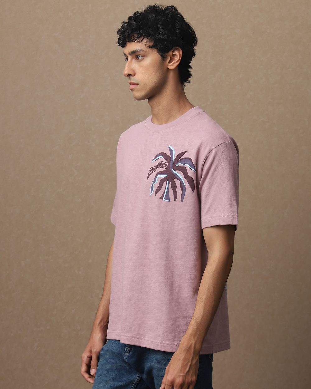 Lilac Back Print Oversized Loose Fit Tee