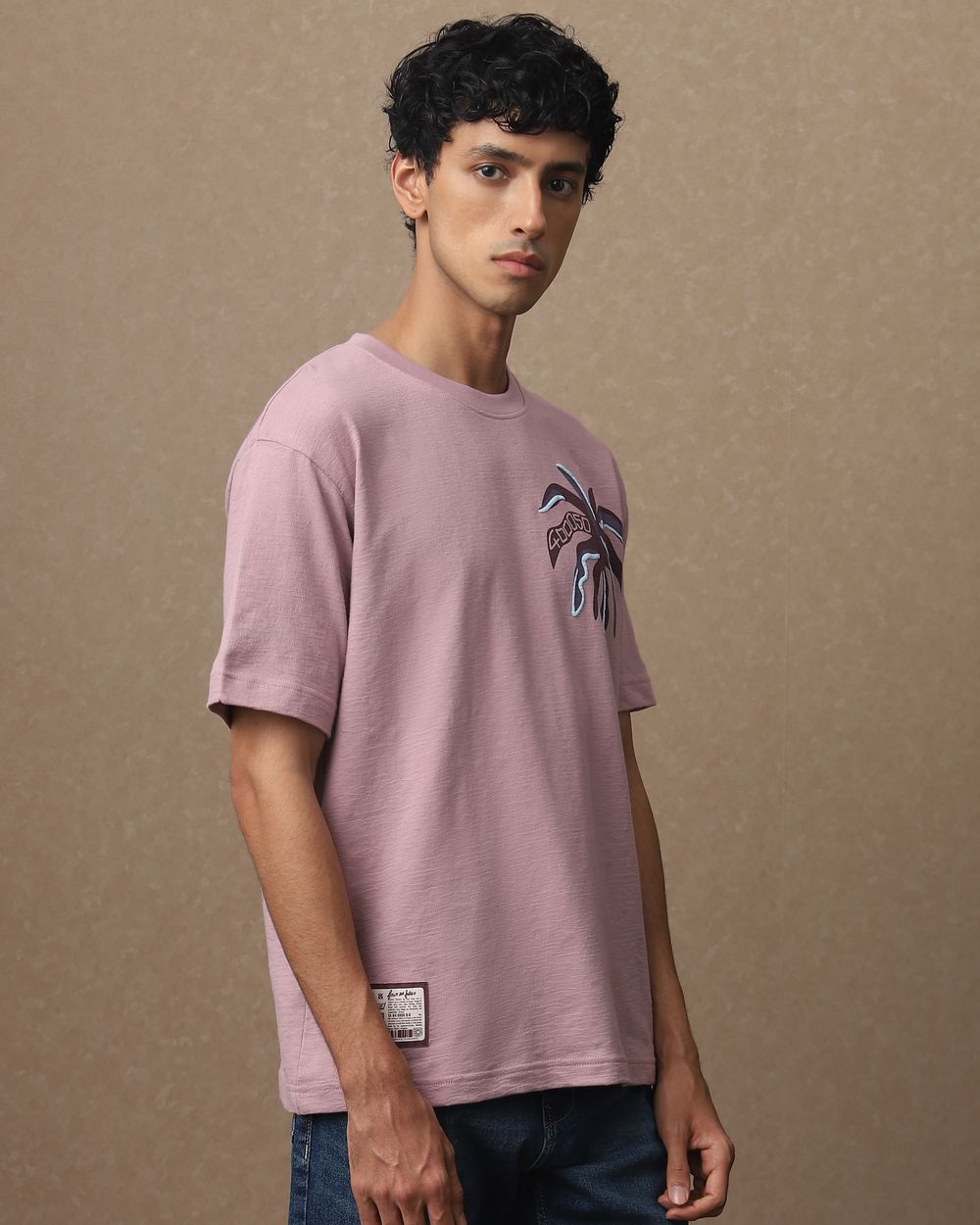 Lilac Back Print Oversized Loose Fit Tee