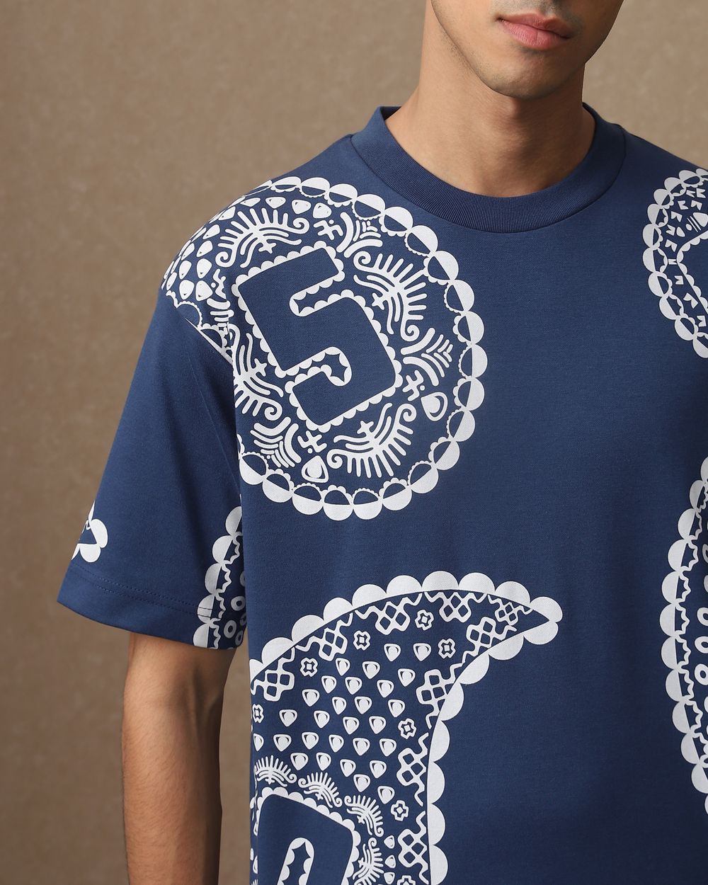 Blue Paisley Oversized Loose Fit Tee