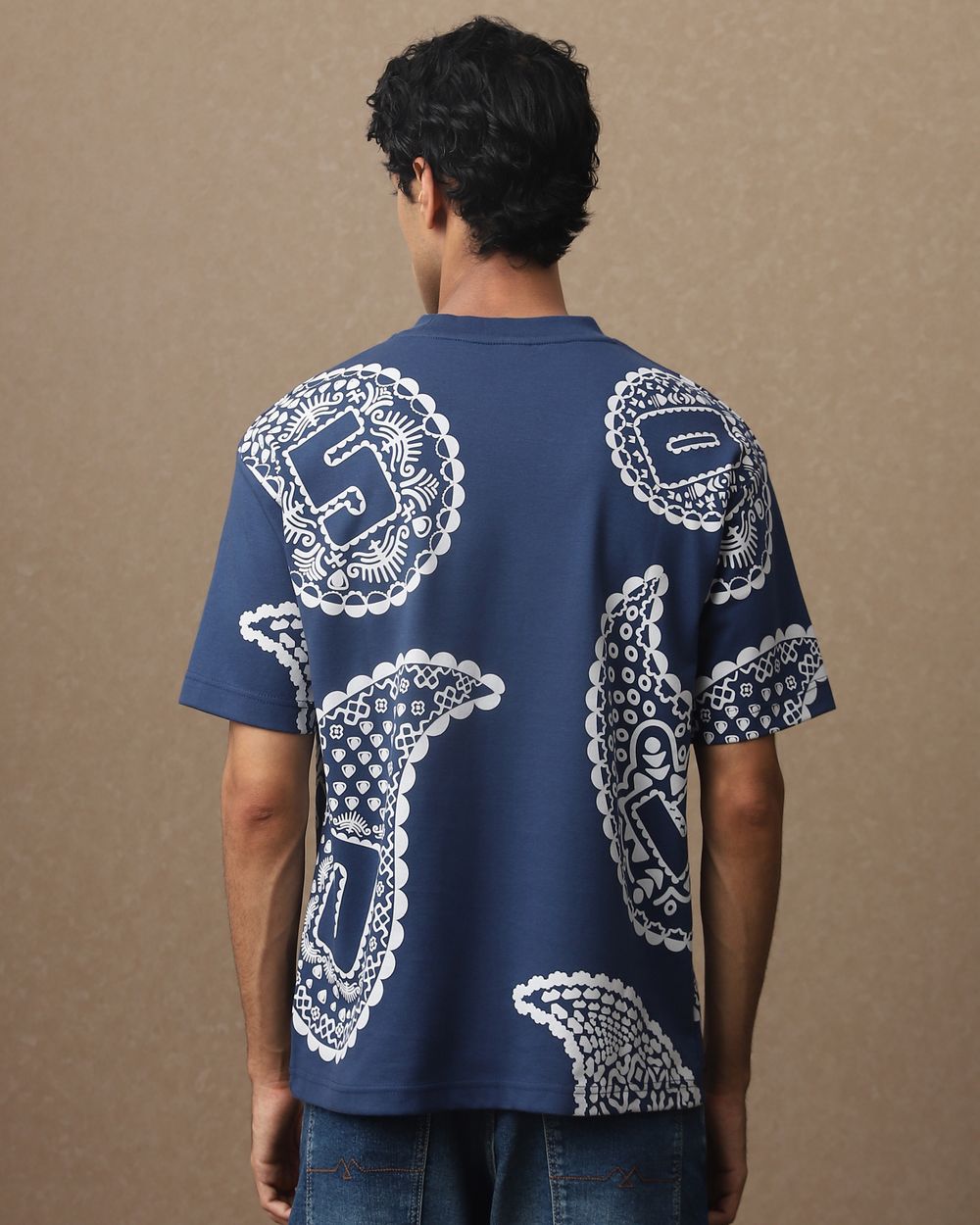 Blue Paisley Oversized Loose Fit Tee