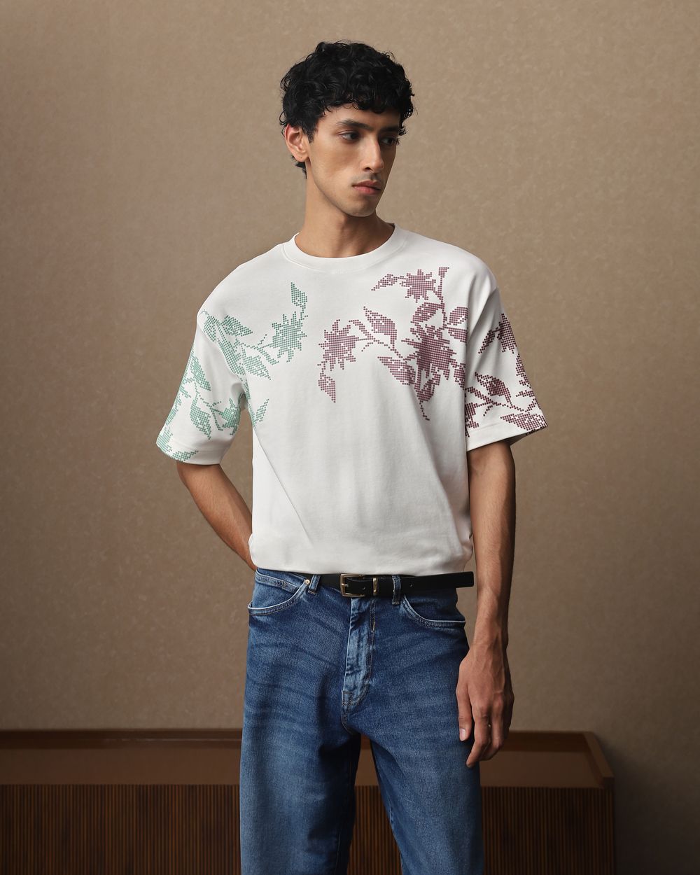 Off White Hd Print Oversized Loose Fit Tee