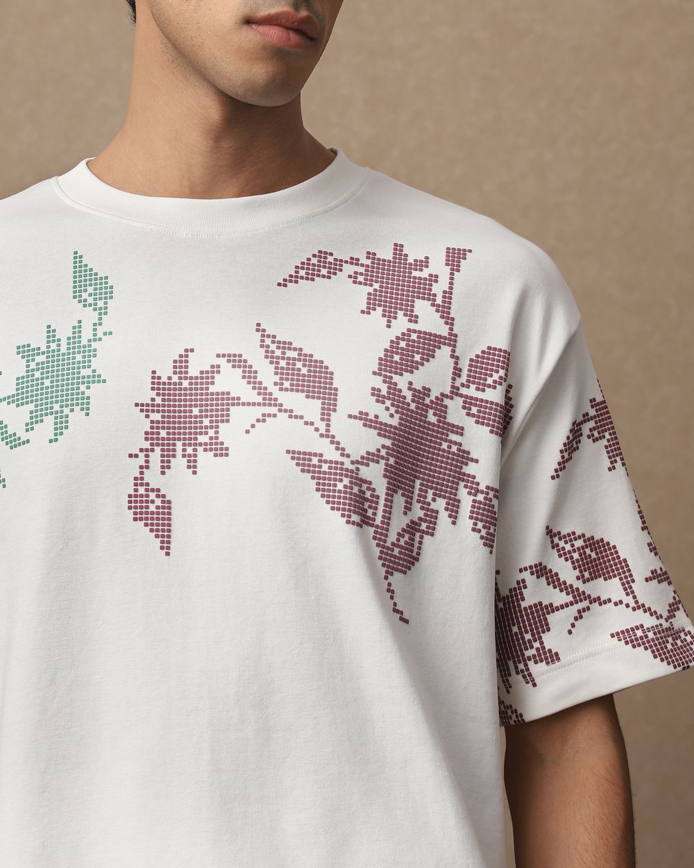 Off White Hd Print Oversized Loose Fit Tee