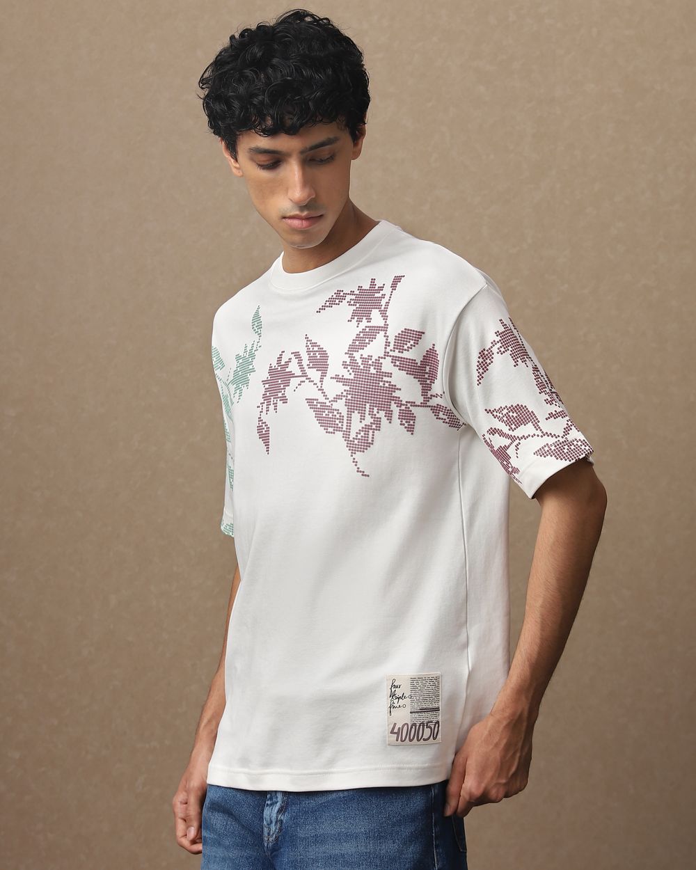 Off White Hd Print Oversized Loose Fit Tee