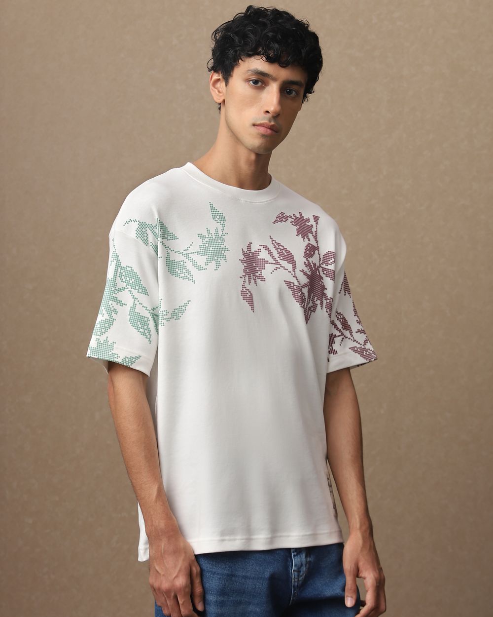 Off White Hd Print Oversized Loose Fit Tee