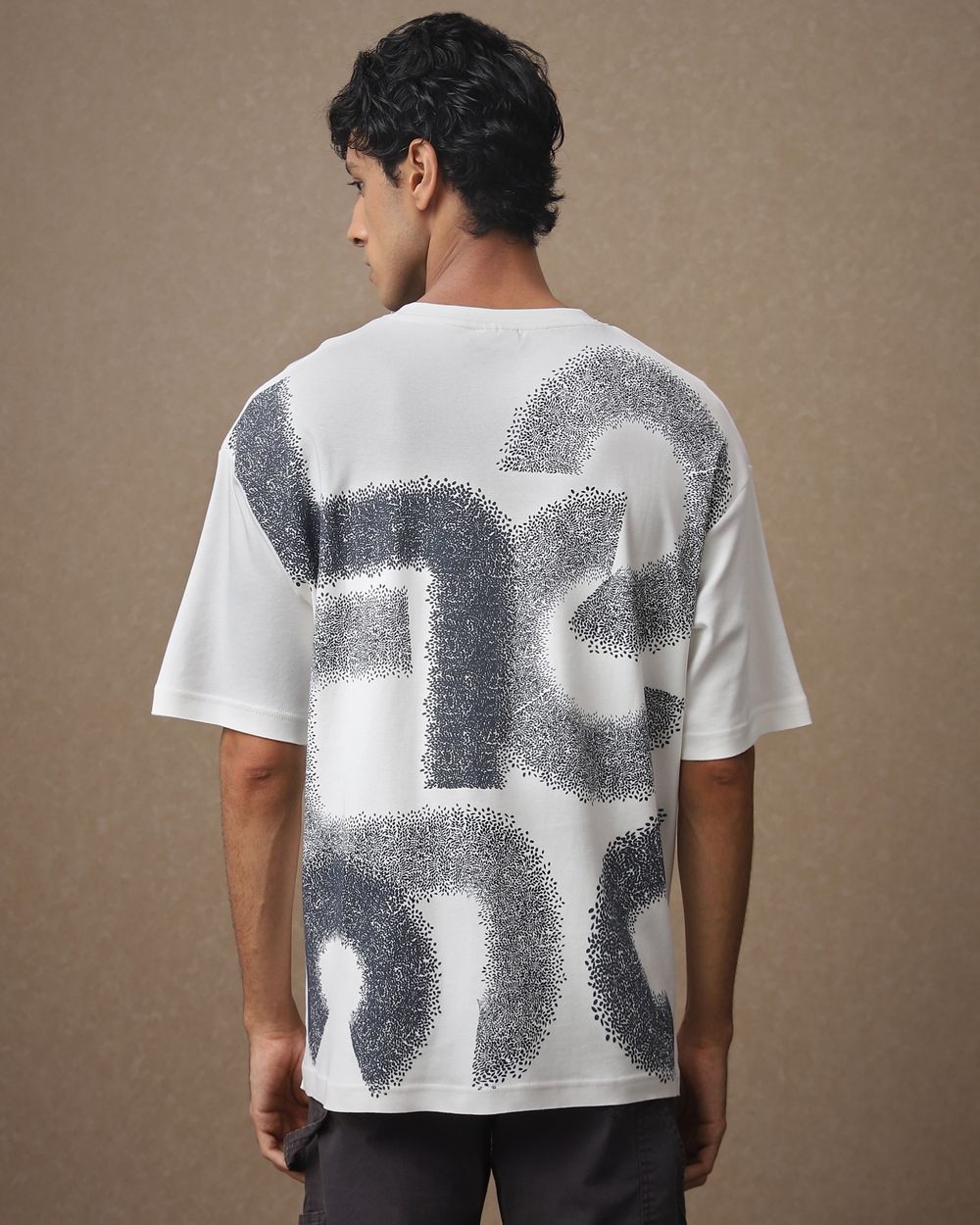 Off White Back Print Oversized Loose Fit Tee