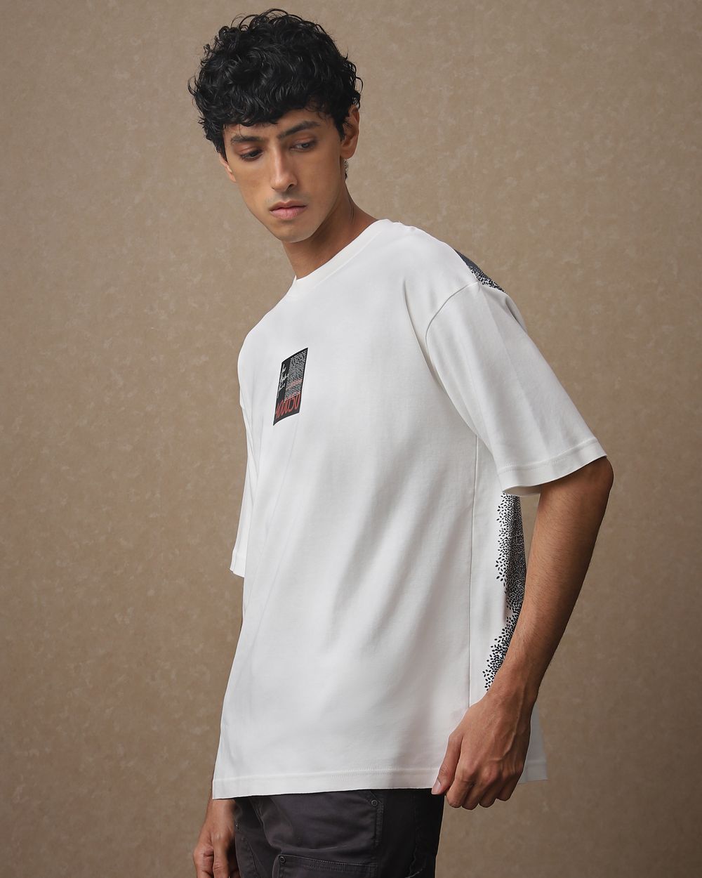 Off White Back Print Oversized Loose Fit Tee