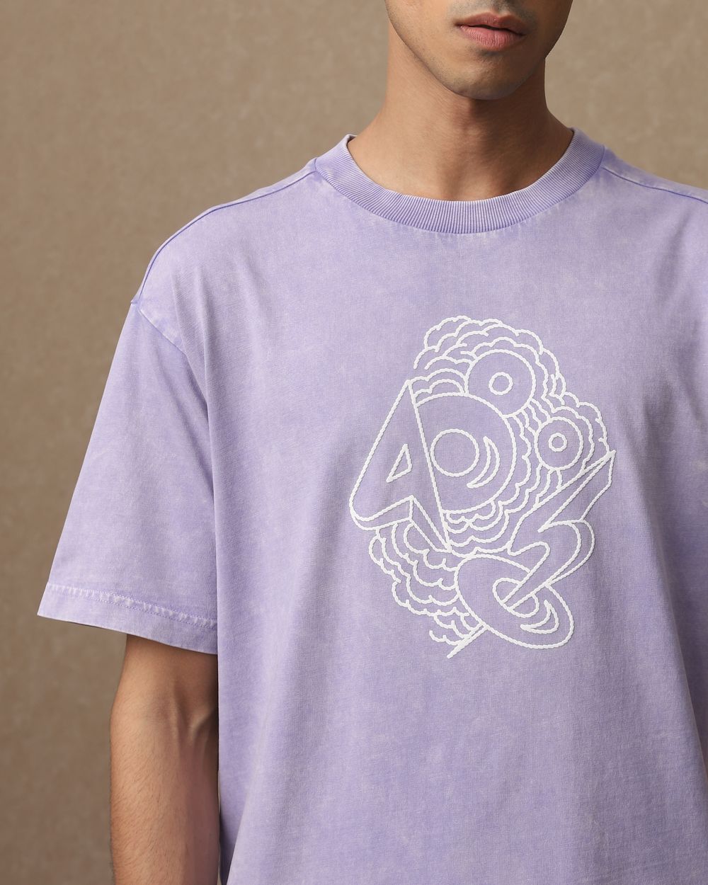 Lilac Back Print Oversized Loose Fit Tee